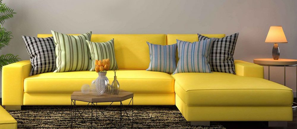 Γωνιακός καναπές Κίτρινος